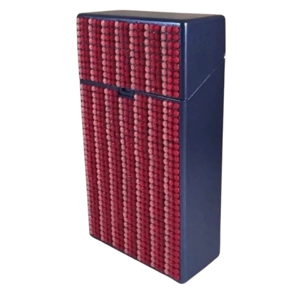 Cigarette 100s Case Hand Diamond-Painted Blue Pink - Picture 3 of 5